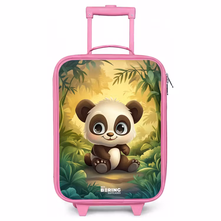 Kinderkoffer - Roze - Panda - Bamboebos - Groen — 1