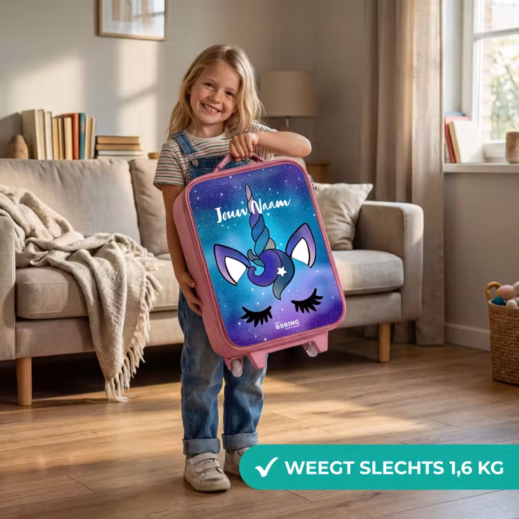 Kinderkoffer - Roze - Paarse eenhoorn — 2