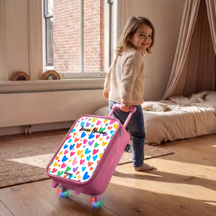 Kinderkoffer - Roze - Gekleurde hartjes — 3