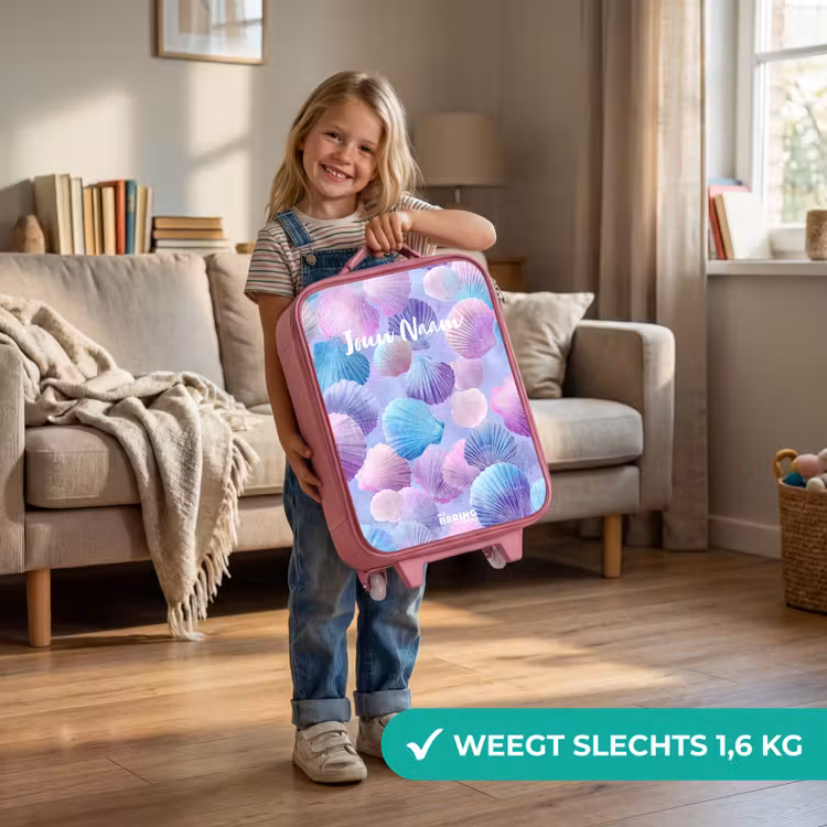 Kinderkoffer - Roze - Gekleurde schelpen op een paarse achtergrond — 2