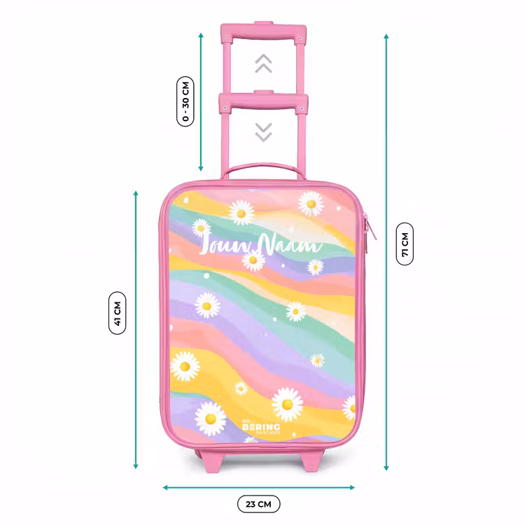 Kinderkoffer - Roze - Madeliefjes op regenboogachtergrond — 5