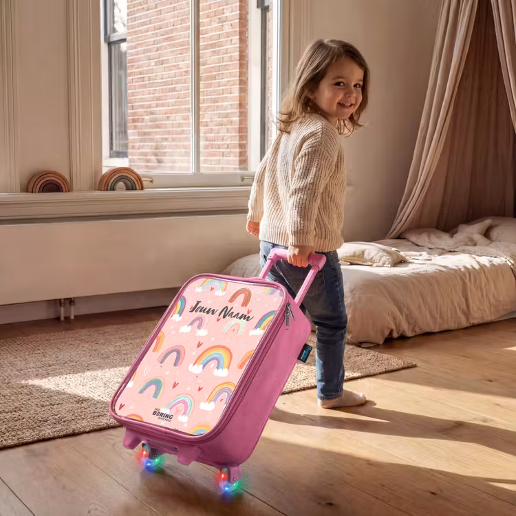 Kinderkoffer - Roze - Regenbogen op een roze achtergrond — 3