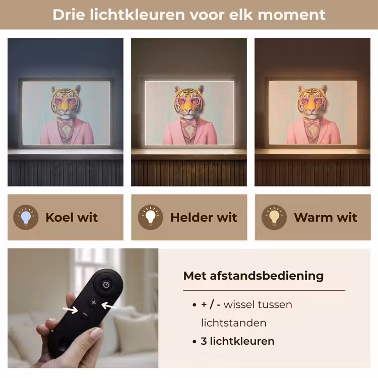 Lightbox - Wandlamp - Tijger - Strik - Jasje - Roze — 8