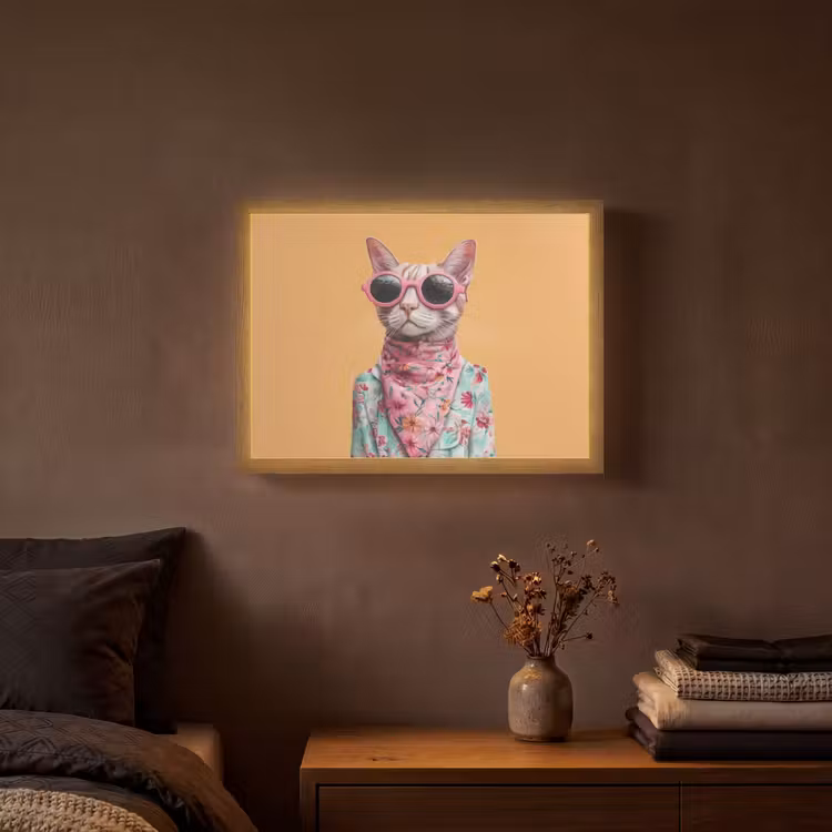 Lightbox - Wandlamp - Zonnebril - Kat - Sjaal - Bloemen — 3