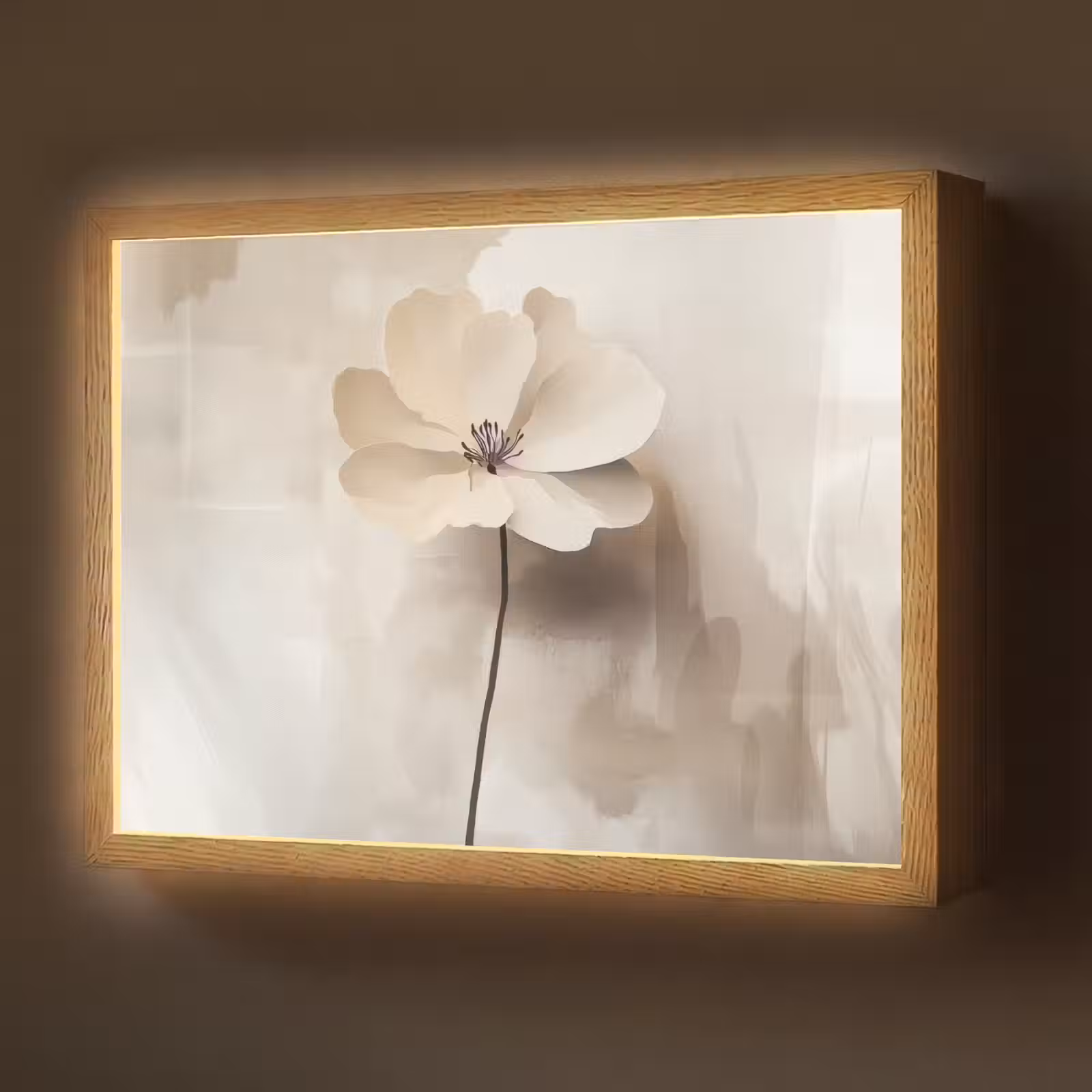 Lightbox - Wandlamp - Bloem - Beige - Verf - Schaduw — 1