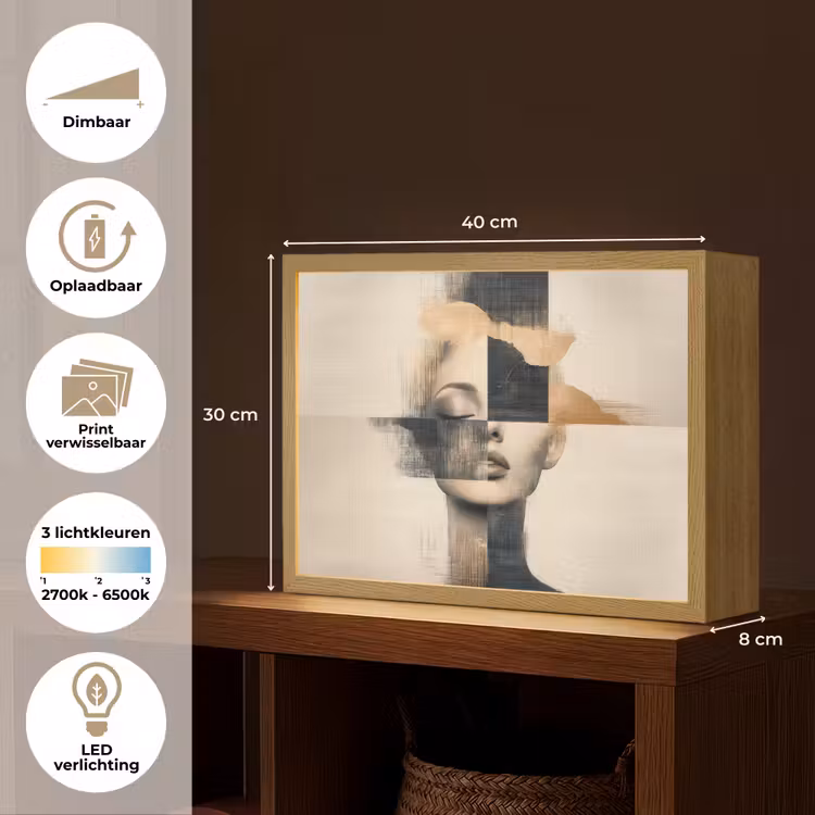Lightbox - Wandlamp - Goud - Vrouw - Rechthoeken — 10