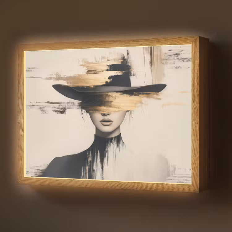 Lightbox - Wandlamp - Vrouw - Hoed - Verf — 1