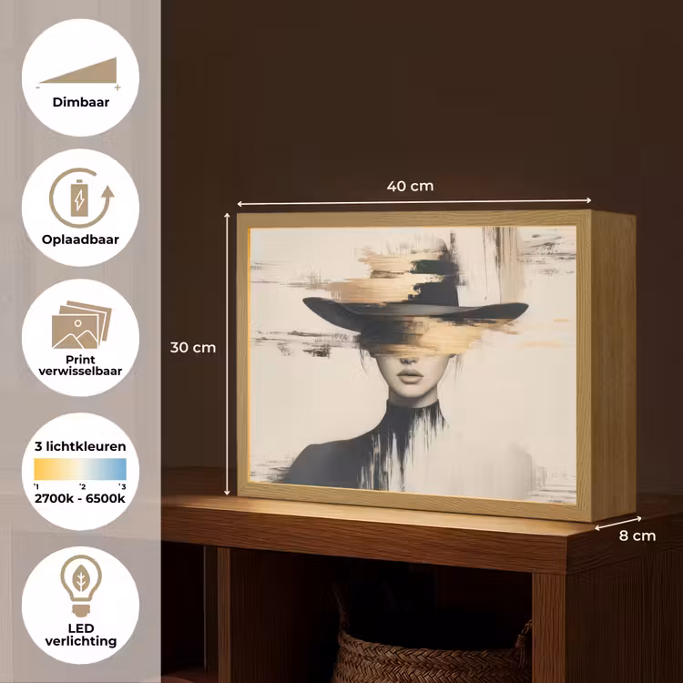 Lightbox - Wandlamp - Vrouw - Hoed - Verf — 10