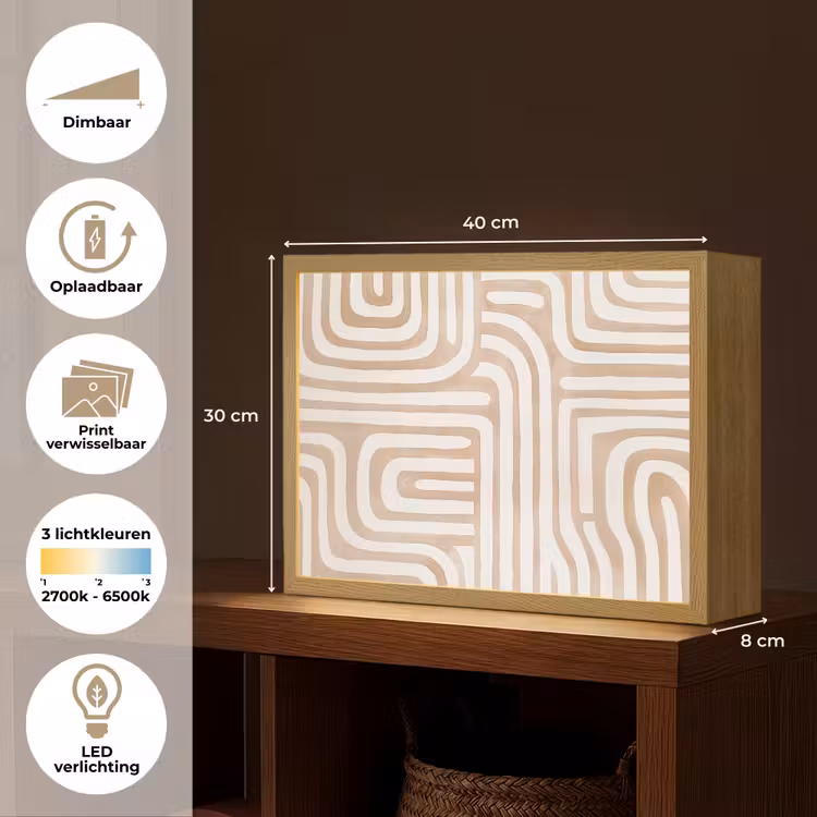 Lightbox - Wandlamp - Aardetinten - Labyrintpatroon — 10