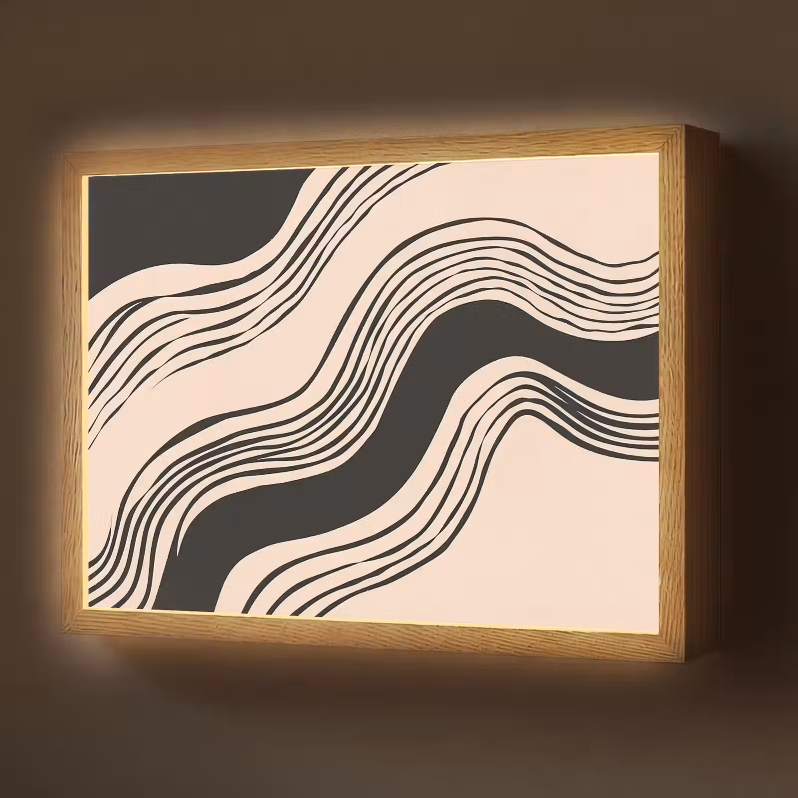 Lightbox - Wandlamp - Golven - Zwart - Zandkleur — 1