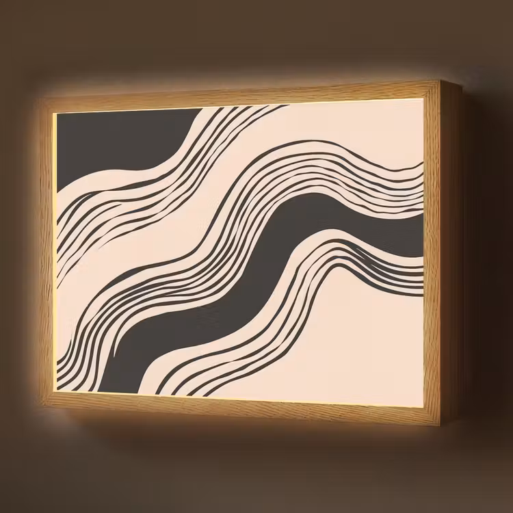 Lightbox - Wandlamp - Golven - Zwart - Zandkleur — 1
