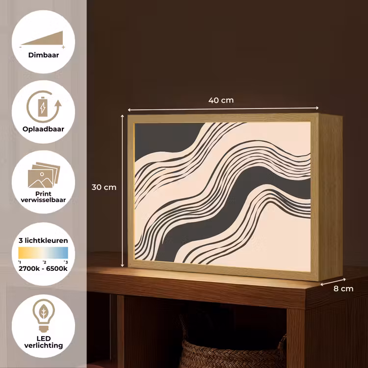 Lightbox - Wandlamp - Golven - Zwart - Zandkleur — 10