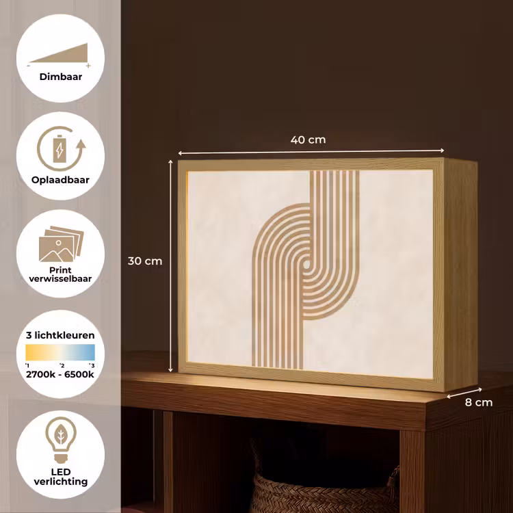 Lightbox - Wandlamp - Symmetrische bocht - Koperkleurig — 10