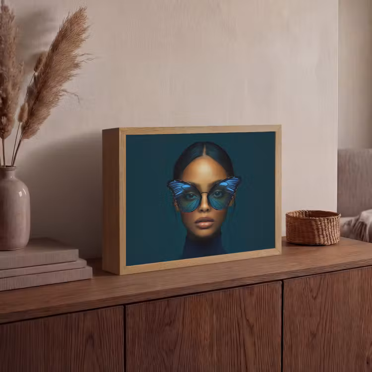 Lightbox - Wandlamp - Vrouw - Vlinder - Bril - Blauw - Modern - Portret — 4