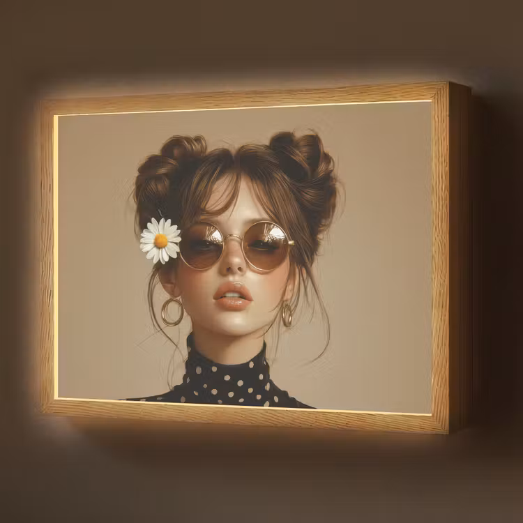 Lightbox - Wandlamp - Vrouw - Beige - Bloem - Modern - Portret — 1