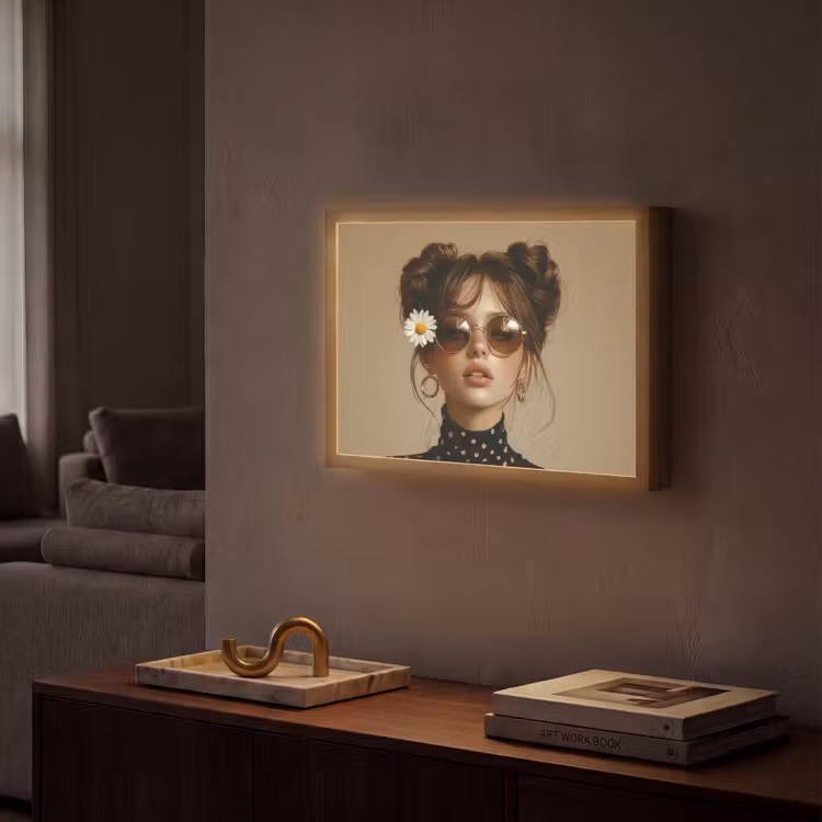 Lightbox - Wandlamp - Vrouw - Beige - Bloem - Modern - Portret — 2