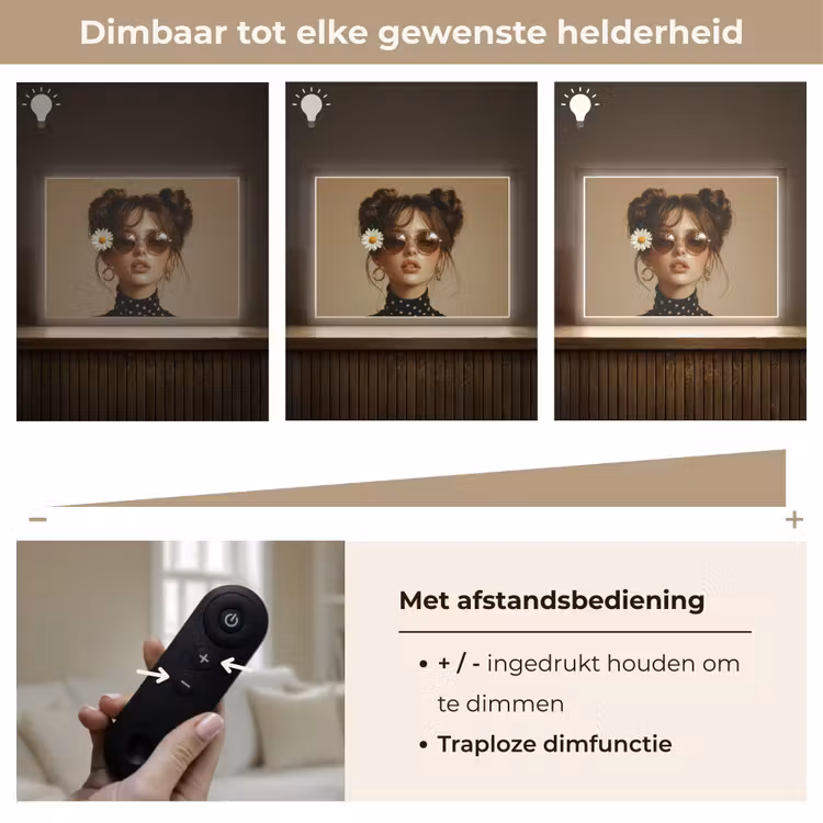 Lightbox - Wandlamp - Vrouw - Beige - Bloem - Modern - Portret — 9