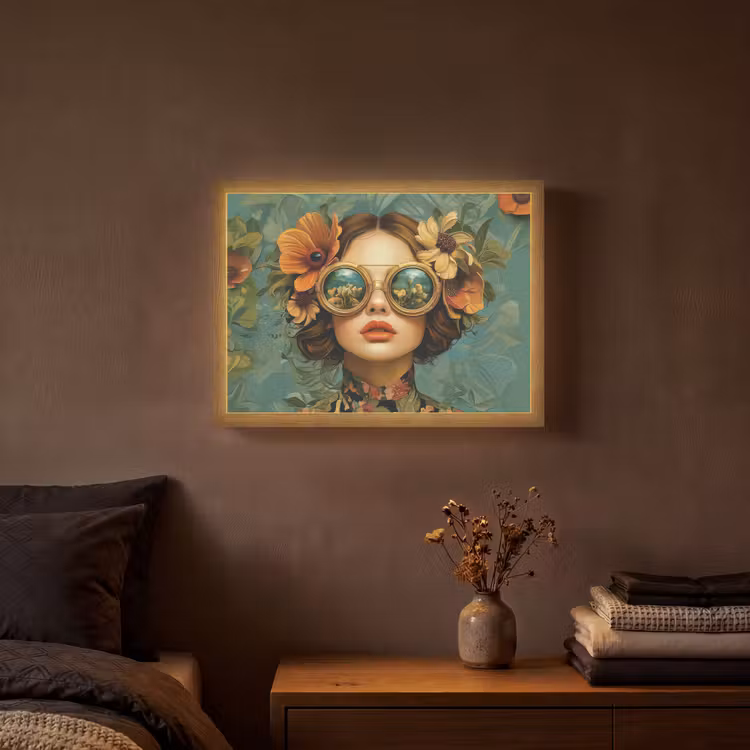 Lightbox - Wandlamp - Vrouw - Bloemen - Vlinders - Natuur - Vintage — 3