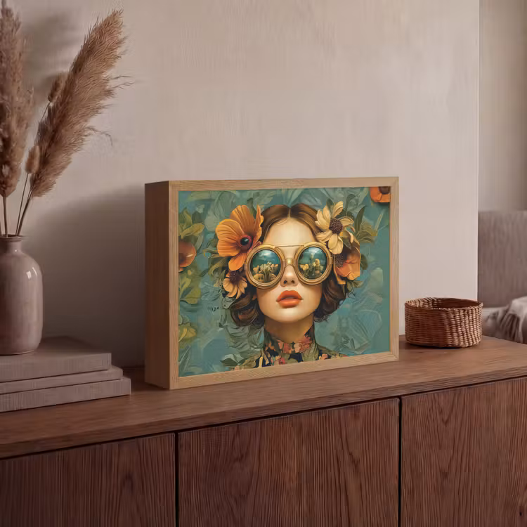 Lightbox - Wandlamp - Vrouw - Bloemen - Vlinders - Natuur - Vintage — 4