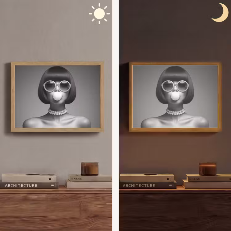 Lightbox - Wandlamp - Vrouw - Zwart Wit - Ketting - Zonnebril — 6