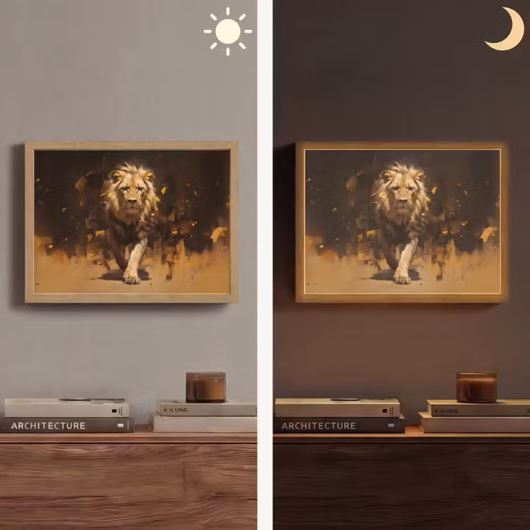 Lightbox - Wandlamp - Leeuw - Geschilderd - Abstract - Goud — 6