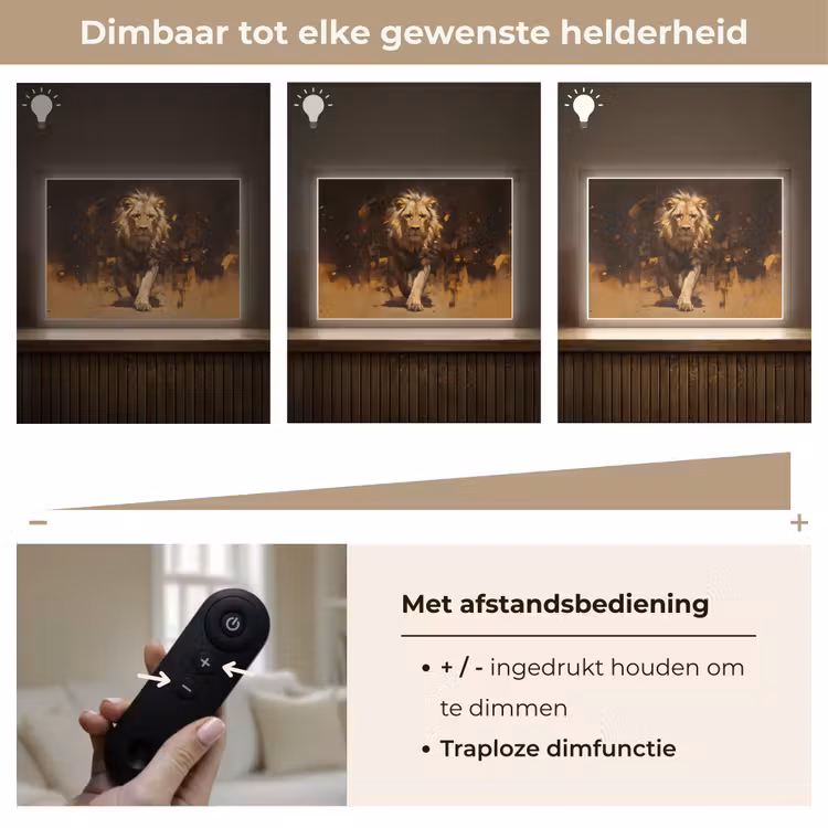 Lightbox - Wandlamp - Leeuw - Geschilderd - Abstract - Goud — 9