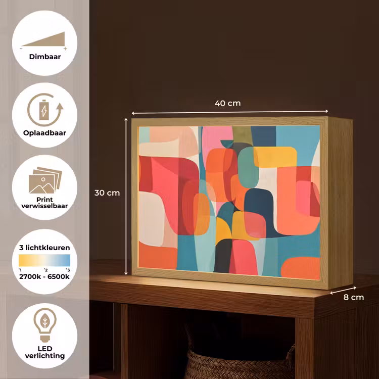 Lightbox - Wandlamp - Vormen - Kleurrijk - Abstract - Vlakken — 10