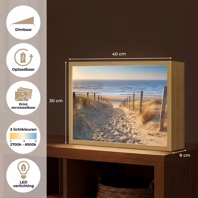Lightbox - Wandlamp - Strand - Zee - Nederland - Duinen - Zon — 10