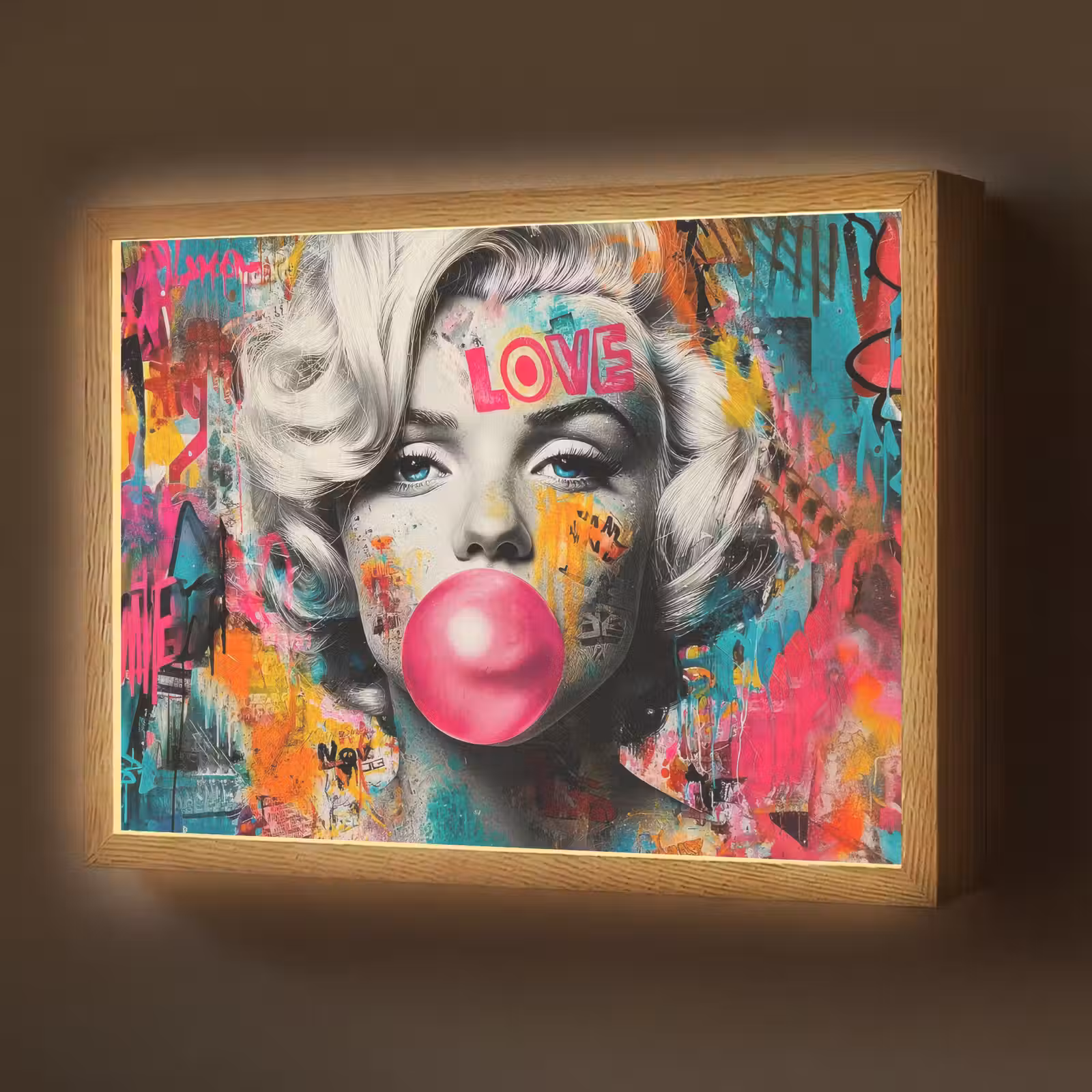 Lightbox - Wandlamp - Vrouw - Kauwgom - Graffiti - Neonkleuren — 1