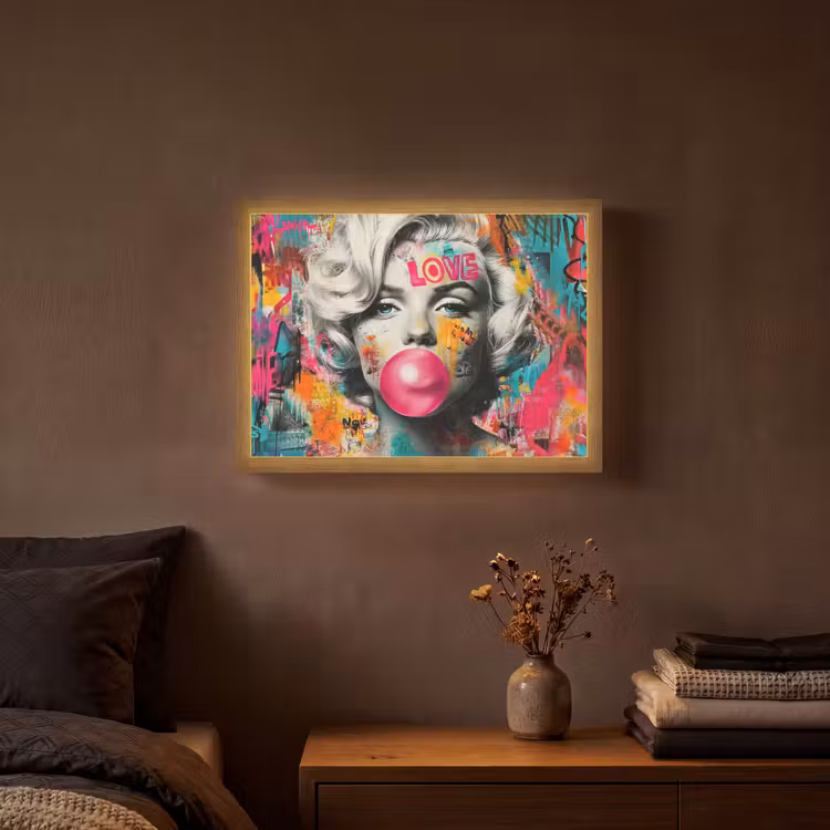 Lightbox - Wandlamp - Vrouw - Kauwgom - Graffiti - Neonkleuren — 3