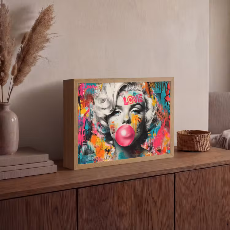 Lightbox - Wandlamp - Vrouw - Kauwgom - Graffiti - Neonkleuren — 4
