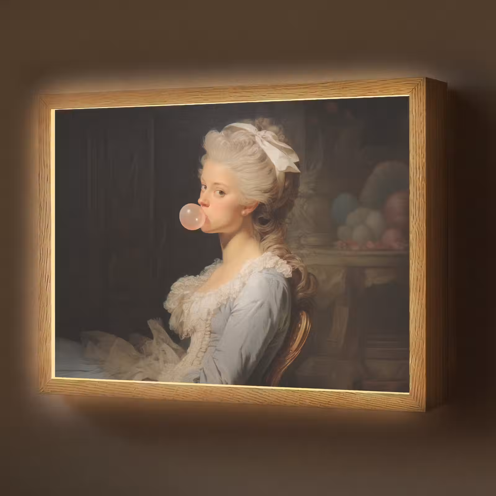 Lightbox - Wandlamp - Vrouw - Barokjurk - Kauwgom — 1