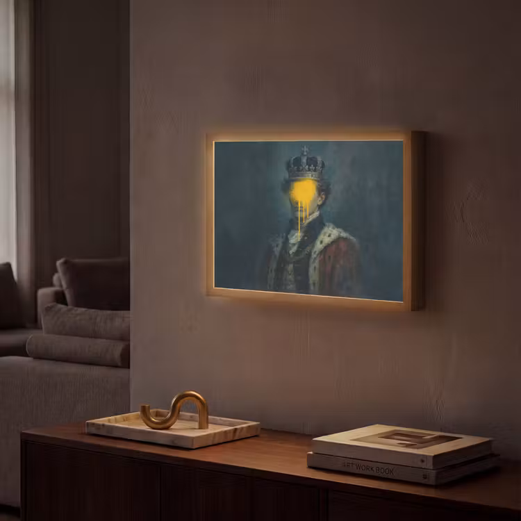 Lightbox - Wandlamp - Koning - Portret - Druipende gele verf — 2