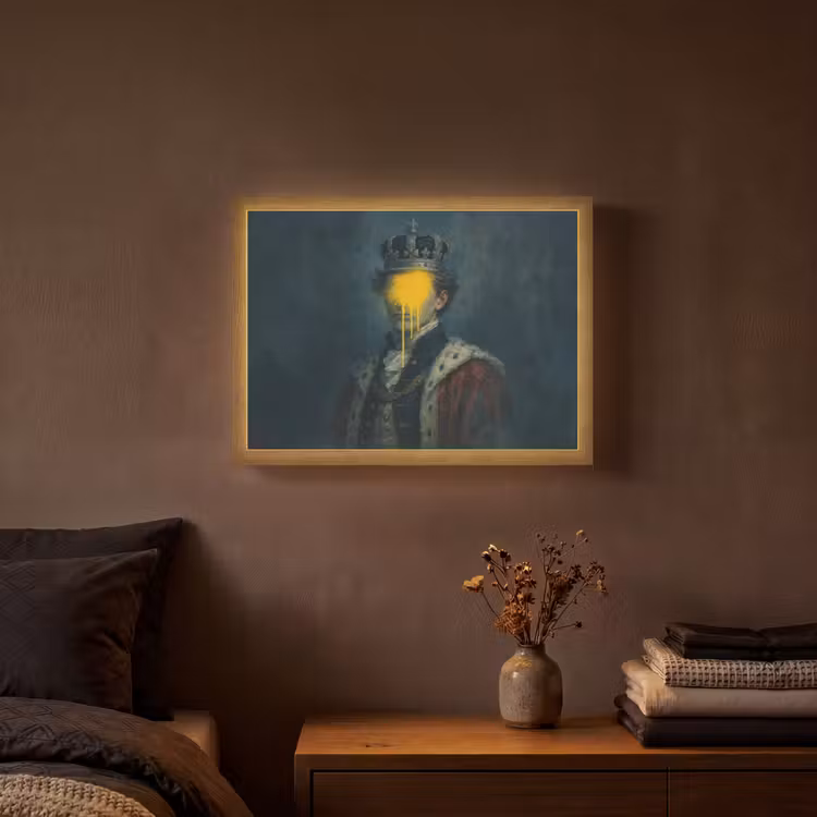 Lightbox - Wandlamp - Koning - Portret - Druipende gele verf — 3
