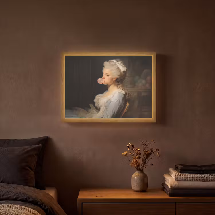 Lightbox - Wandlamp - Vrouw - Barokjurk - Kauwgom — 3