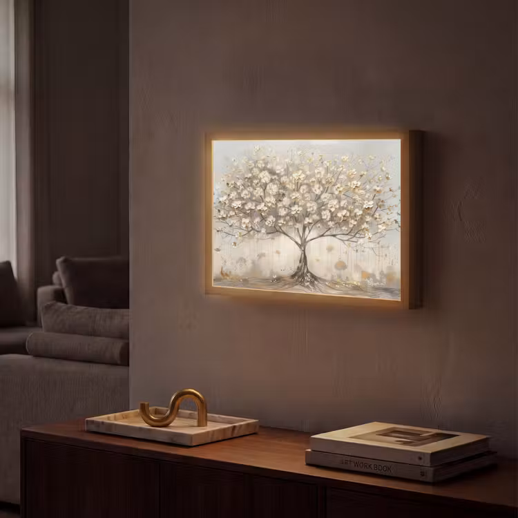 Lightbox - Wandlamp - Boom - Beige - Goud - Verflook - Grijs — 2