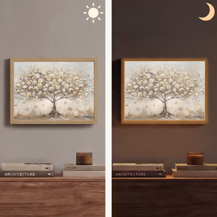 Lightbox - Wandlamp - Boom - Beige - Goud - Verflook - Grijs — 6
