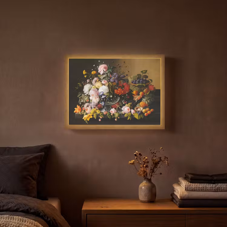 Lightbox - Wandlamp - Stilleven met bloemen en fruit - Kunstwerk - Oude meesters — 3