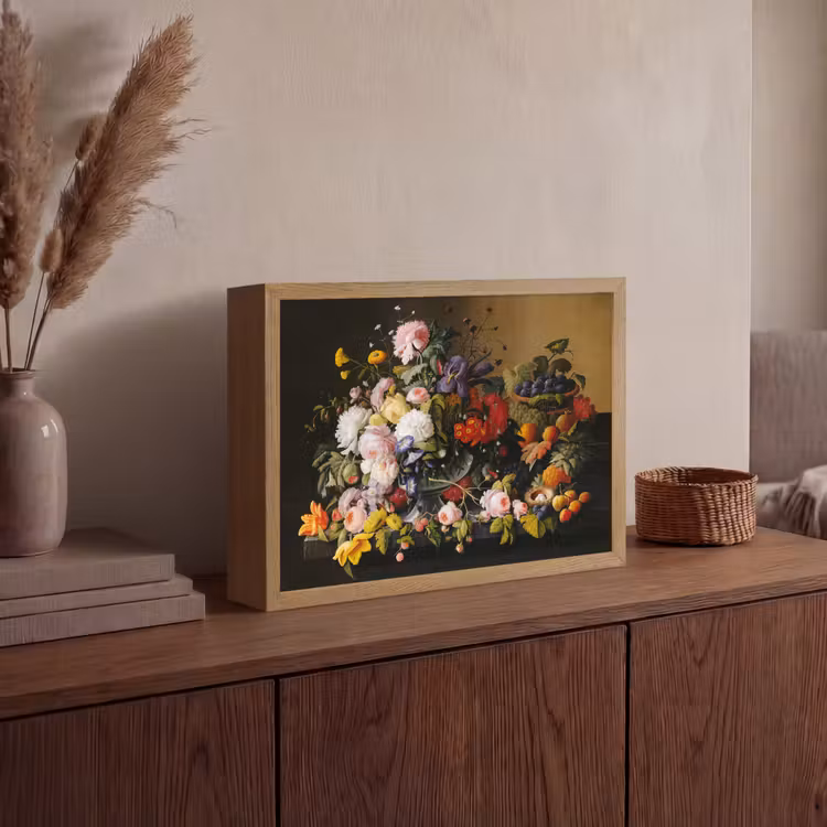 Lightbox - Wandlamp - Stilleven met bloemen en fruit - Kunstwerk - Oude meesters — 4