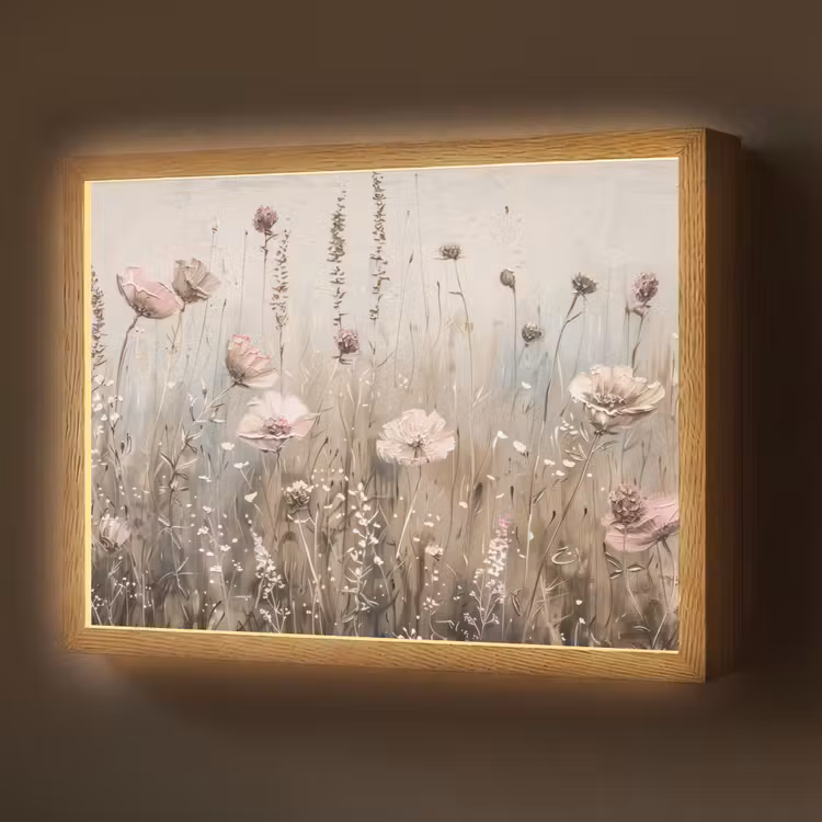 Lightbox - Wandlamp - Bloemen - Roze - Modern - Beige — 1