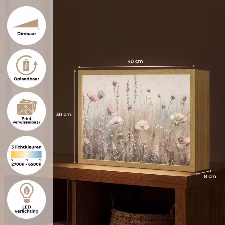 Lightbox - Wandlamp - Bloemen - Roze - Modern - Beige — 10
