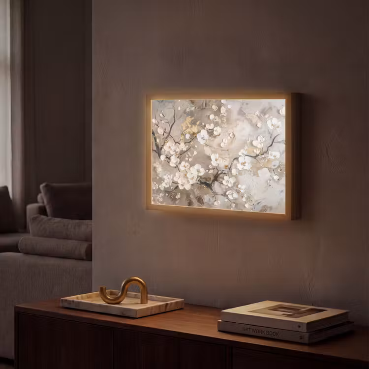 Lightbox - Wandlamp - Bloemen - Wit - Goud - Beige  - Luxe — 2
