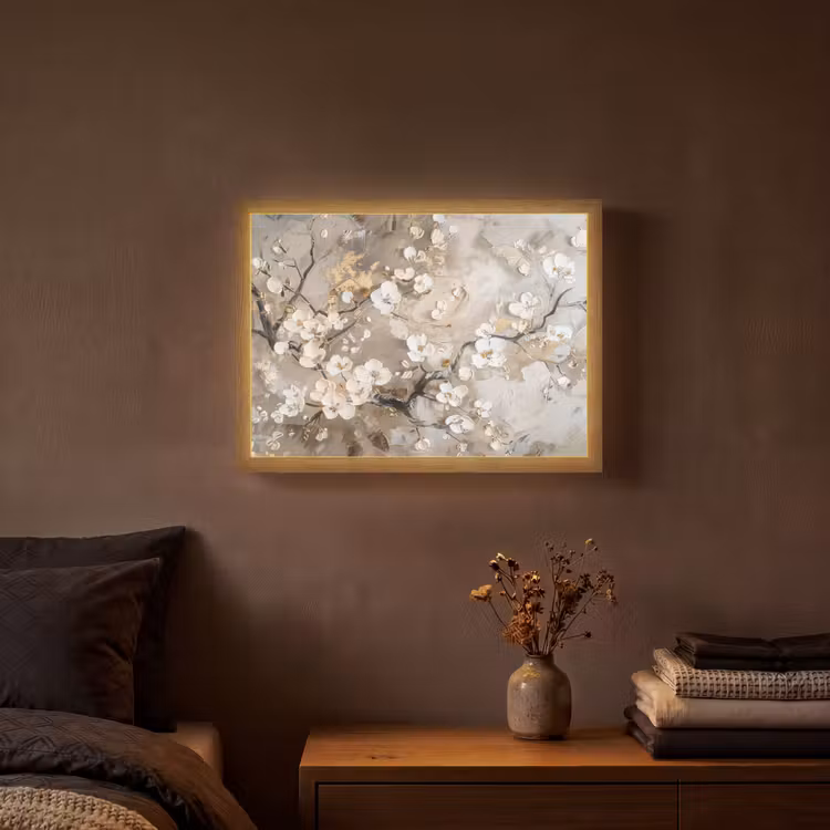 Lightbox - Wandlamp - Bloemen - Wit - Goud - Beige  - Luxe — 3