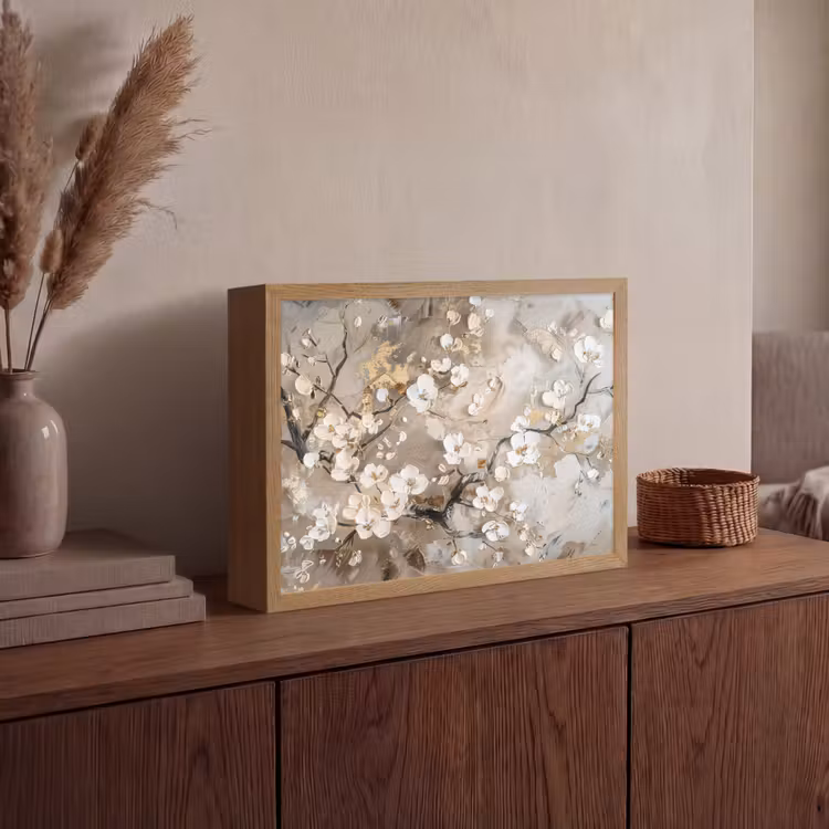 Lightbox - Wandlamp - Bloemen - Wit - Goud - Beige  - Luxe — 4