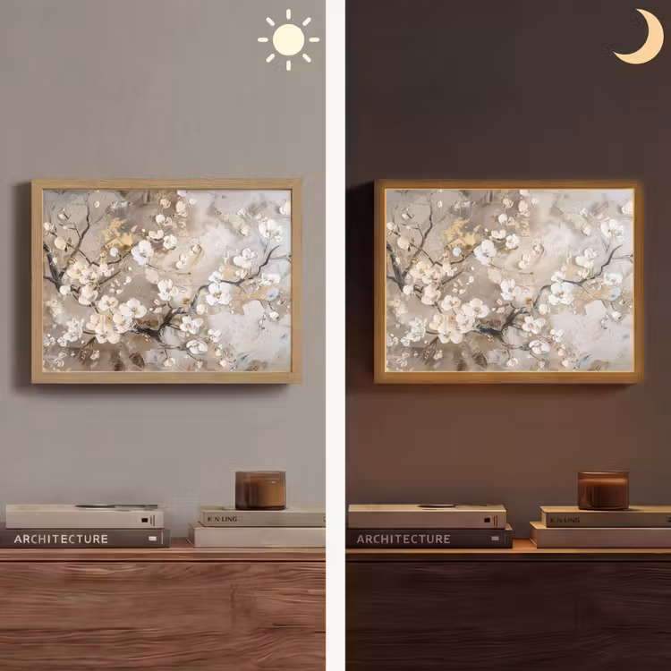 Lightbox - Wandlamp - Bloemen - Wit - Goud - Beige  - Luxe — 6