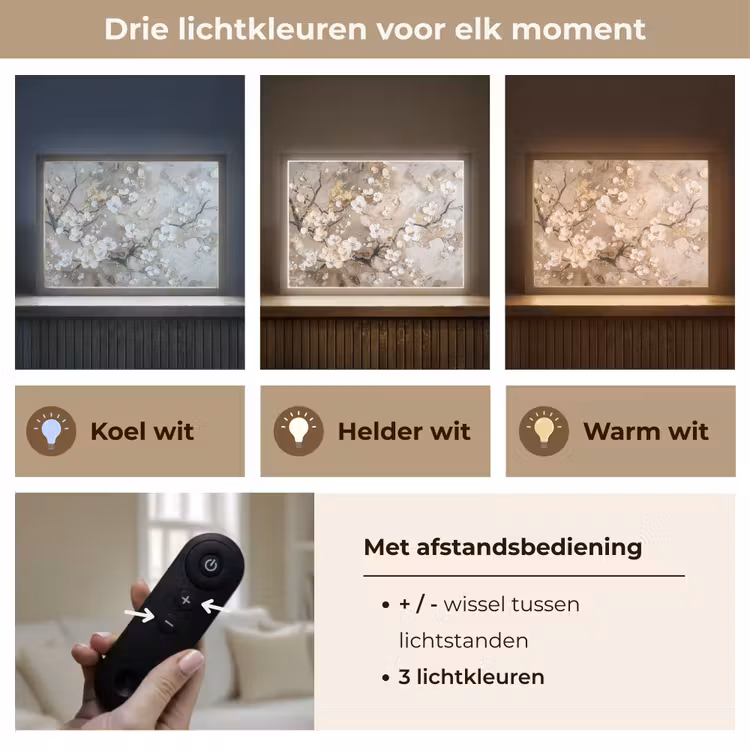 Lightbox - Wandlamp - Bloemen - Wit - Goud - Beige  - Luxe — 8