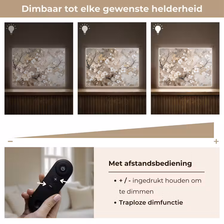 Lightbox - Wandlamp - Bloemen - Wit - Goud - Beige  - Luxe — 9