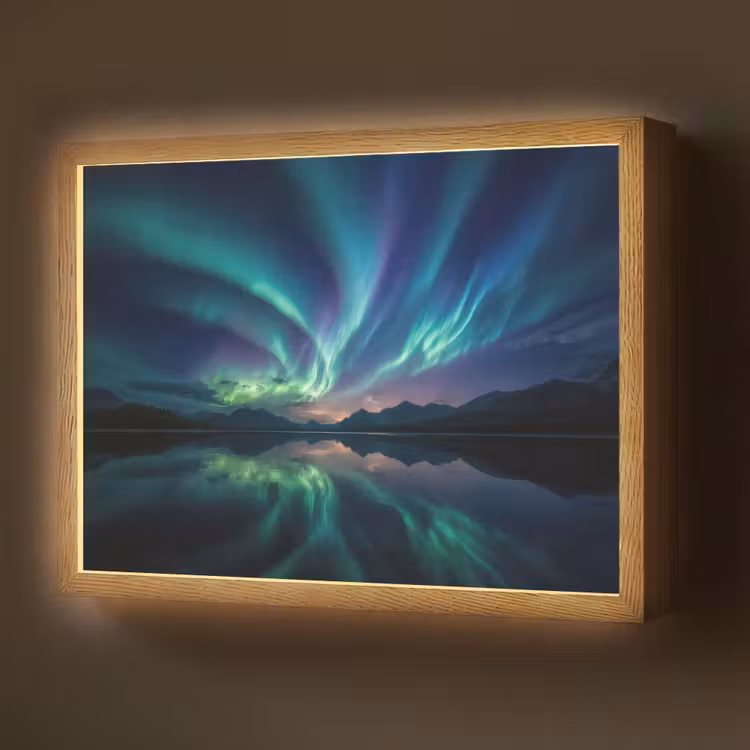 Lightbox - Wandlamp - Noorderlicht - Kleurrijk - Bergmeer — 1