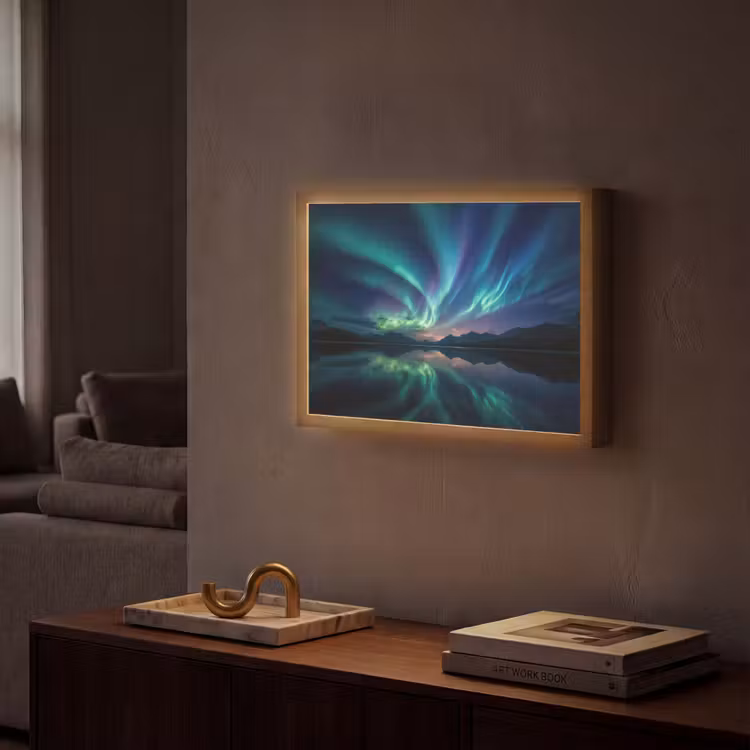 Lightbox - Wandlamp - Noorderlicht - Kleurrijk - Bergmeer — 2