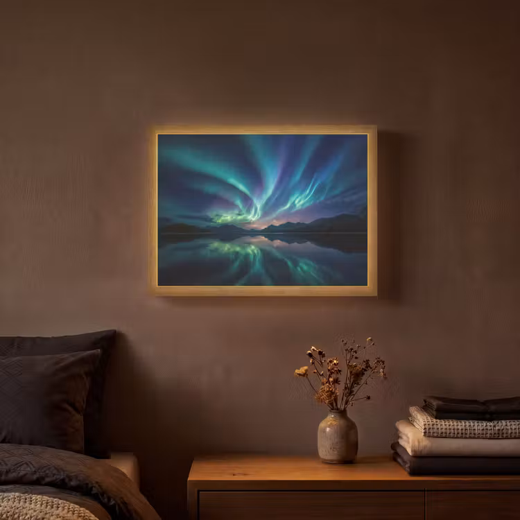 Lightbox - Wandlamp - Noorderlicht - Kleurrijk - Bergmeer — 3